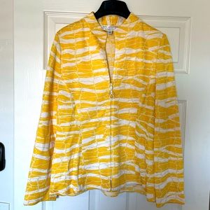St. John Collection by Marie Gray Yellow 💛 White 🤍 light knit jacket size 14